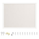 OWLKELA 12x16 inch Bulletin Board with Linen, White Wood Style Frame, with 10 Pushpins, Linen Cork Board, Ideal for School, Home