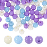 HARFINGTON 100pcs Purple Acrylic Round Beads 6mm Dia 1.9mm Hole Plastic Resin Smooth Balls Loose Bead for Jewelry Making Bracele