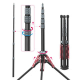 ULANZI Light Stand Carbon Fiber MT-49, Adjustable Tripod Stand for Photography with Phone Clip, 194cm/76.4inch Studio Sturdy Tri