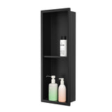 Bernkot Stainless Steel Shower Niche Matte Black 8 24 with 2-Tiers Shelf No Tiled Needed Niche Shower for Bathroom Wall Storage