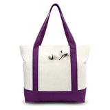 TOPDesign 3-Pack Canvas Tote Bags with an External Pocket, Reusable Grocery Shopping Bags, Top Zipper Closure, Daily Essentials
