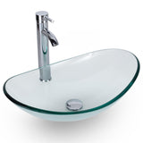 eclife 21.5 Bathroom Vessel Sink Modern Artistic Single Clear Boat Tempered Glass Basin Countertop Bowl Sink for Lavatory Vanity