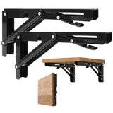 Folding Shelf Brackets 8 Inch - Heavy Duty Metal Bracket Shelf, Wall Mounted Collapsible Bracket for Space Saving Bench Table Ou