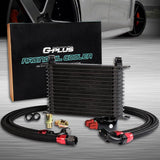 G-PLUS 15 Row AN10-10AN Universal Engine Transmission Oil Hose End Kit & Oil Cooler Kit Aluminum