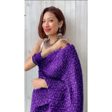 Shiv Textiles Womens Plain Pure Georgette Saree (Crush-Purple
