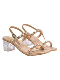 Shoetopia Embellished Rhinstone Silver Heeled Sandals For Women & Girls /Eu39,Golden,6,B0F317SPQ3
