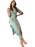 Anni Designer Women'S Cotton Blend Straight Printed Kurta With Pant (Vitudi Green-Nw_L_Green_Large),Green,L
