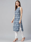 Gosriki Women'S Rayon Blend Straight Printed Kurta (Ccd Blue-Gs_S_Blue_Small),Blue,,B0CX8WC8FS