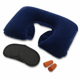 Drumstone 3In1 Travel Neck Pillow Set | Memory Foam Neck Cushion With Eye Mask & Ear Plugs | Ergonomic UShaped Air Travel Pil