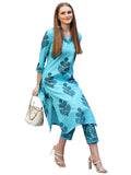 Anni Designer Women'S Rayon Blend Straight Printed Kurta With Pant (Cheer Blue_Xl_Blue_X-Large),Blue,XL