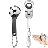 Chumia 2 Sets 10mm Ratchet Wrench Keychain Key Ring and Spanner Set Including 72 Tooth Steel 10mm Socket Wrench Keychain Adjusta