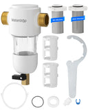 Waterdrop Spin Down Sediment Filter, 50/200 Micron Reusable Whole House Water Filter Sediment System, Flushable Pre-Filter Syste