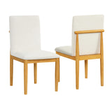 HomePop Modern Upholstered Farmhouse Dining Chairs - Cream White Textured Woven (Set of 2)