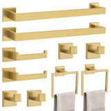 TNOMS Brushed Gold 10 Pieces Bathroom Hardware Accessories Set Towel Bar Set Towel Holder&Racks Set for Bathroom,SUS304 Stainles