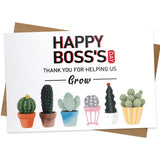 FAJUXIS Bosss Day Card Boss Day Gifts for Men Thank You Gifts for Helping Us Grow Card Appreciation Gift for Boss Leader Manage