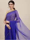 Gosriki Women'S Nazmin Chiffon Solid Gotta Patti Saree With Blouse Piece (Nazmin Dark Blue-Go_Dark Blue),Dark Blue,,B0B1MKX6FN