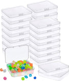 MFDSJ 24 Pcs Mini Plastic Storage Containers Box with Lid, 3.5x2.4 Inches Clear Rectangle Box for Collecting Small Items, Beads,