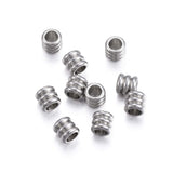 Fashewelry 300Pcs Grooved Tube Loose Beads Stainless Steel Corrugated Tube Column Spacer Beads 4.5x5mm for Bracelet Jewelry Neck