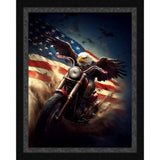 American Eagle Riding On Motorcycle in The Dirt Cotton Fabric Panel Size 36 X 44 Inches