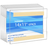 Ludery Acrylic Sign Holder 11x14 Horizontal, Clear Plastic Wall Mount Sign Holder Poster Paper Holder with Double Sided Adhesive