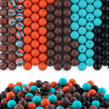 HHCFAST 150Pcs Mixed Color 15mm Silicone Beads for Keychain Making, Turquoise Orange Black Print Silicone Beads for Pens and Bra