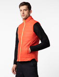 FYLTR Men's Sleeveless Puffer Jacket with Neon Trims - Stand Collar | Full Zipper | Side Pockets | Shaped Hem,Tangerine Blaze