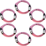 Seismic Audio - SAXLX-10Pink-6Pack - 6 Pack of 10 Foot Pink XLR Patch Cables Mic Cords - 3 Pin XLR Male to XLR Female Microphone