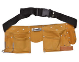 Real Stf 11 Pocket Leather Tool Bag With Steel Hammer Holder And Tape Holder (Tan)