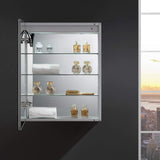 Fresca Tiempo 24 Wide X 30 Tall Wall Mount Bathroom Medicine Cabinet With Dimmable Led Lights, Left Hinge, 3 Shelves, Anti-F