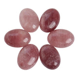 Loveliome 18x25 mm Oval Cabochons Flatback Crystal Healing Stone for Jewelry Making DIY Pack of 6, Strawberry Quartz