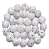 AD Beads Natural Gemstone 10mm Round Loose Beads Big Hole 2mm Sized 30pcs (White Turquoise)