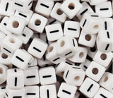 ChangJin 120PCS White Plastic Cube Alphabet Beads Black Letter 10x10mm W/4mm Hole for Jewelry Making (White Beads I -120PCS)