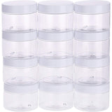 SATINIOR 12 Pack 6 oz Plastic Container Jars with Lids Round Clear Travel Cosmetic Container Slime Jars for Toiletries, Lotion,