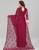 Satrani Womens Knit Net Saree (2135S174N_Maroon)