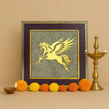 Astrotalk Flying Horse on Raw Pyrite Frame | Powerful Vastu Decorative Item | Pyrite Stone Brings Wealth, Luck & Success | Elegant Home Decor & Wall Decor Item for Living Room or Office