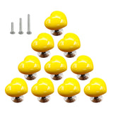 HUAMULAN 10PCS Heart Shape Glossy Ceramic Knobs Cabinet Dresser Pulls Door Handles Cupboard Wardrobe Drawer Backplate,Yellow
