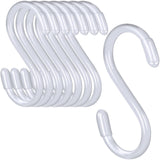 HiGift 24 Pack 3 Inch S Hooks White, Non Slip Vinyl Coated S Hooks for Hanging Plants, Metal Rubber Coated Closet S Hook for Han