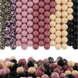 HHCFAST 150Pcs Mixed Color 15mm Silicone Beads for Keychain Making, Beige Blush Leopard Print Silicone Beads for Pens and Bracel