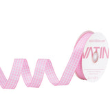 VATIN Pink and White Gingham Ribbon,Polyester Woven Edge,5/8 Inch x 10 Yards