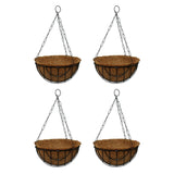 Bonkaso 10Inch Coir Hanging Basket With Metal Chain (Set Of 4) | Coco Liner Hanging Planter For Balcony, Garden, Indoor & Outdo
