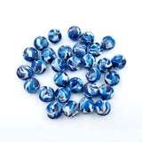 dxfiuyio 30Pcs Blue Camouflage Printed Beads 15mm Silicone Printed Beads Blue Focal Beads for Jewelry Making Keychain DIY Bracel