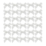7Rainbows 50pcs Boutique Mini White Satin Ribbon Bows Appliques DIY Craft for Sewing Scrapbooking Wedding and Gift