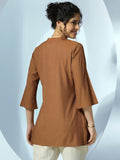 Libas Women'S Cotton Blend Solid Straight Kurti (58185 Brown Brown M