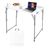 Gocamptoo Folding Table,4ft Indoor Outdoor Heavy Duty Portable Folding Square Plastic Dining Table w/Handle, Lock for Picnic, Pa