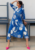 Anni Designer Women'S Rayon Blend Straight Printed Kurta With Pant (Anaar-Blue-Nw_L_Blue_Large),Blue,L,,,