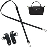 jiesinlov Leather Bag Shoulder Strap Replacement Crossbody Adjustable Conversion Kit Fit for Mini Xs Le Pliage black Silver Pouc