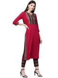 Ziyaa Women'S Crepe Straight Kurta (Zikucr3049-L_Pink_Large)