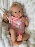 TERABITHIA 18Inches Rooted Blond Curly Hair Lifelike Reborn Baby Doll with Cuddly Cloth Body Real Life Newborn Girl Dolls That L
