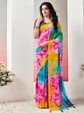 Satrani Womens Georgette Printed Ready To Wear Saree With Unstitched Blouse Piece (4Rs110N_Multi7)