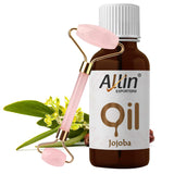 Allin Exporters 100% Natural Rose Quartz Facial Jade Roller Face Massager with 15ml Cold Pressed Jojoba Oil Ideal for Face Skin